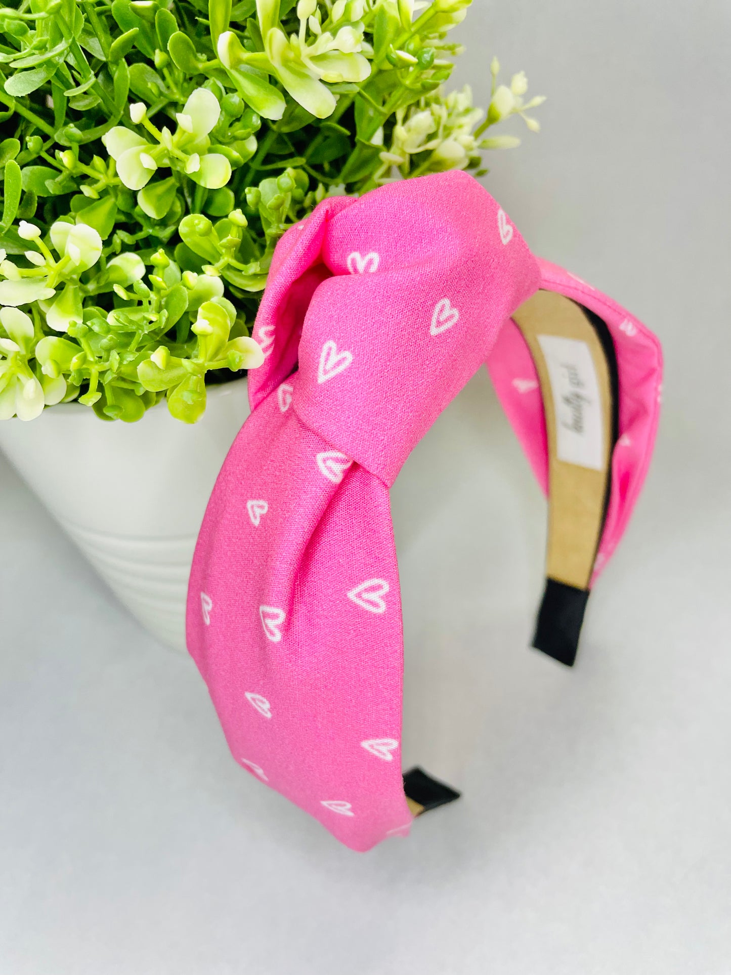 Pink with Mini White Hearts