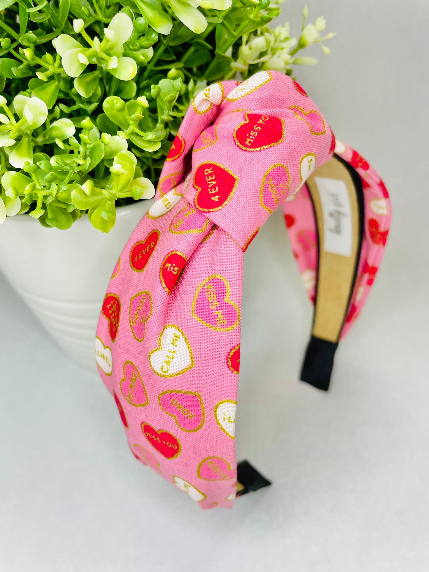 Pink with Conversation Hearts