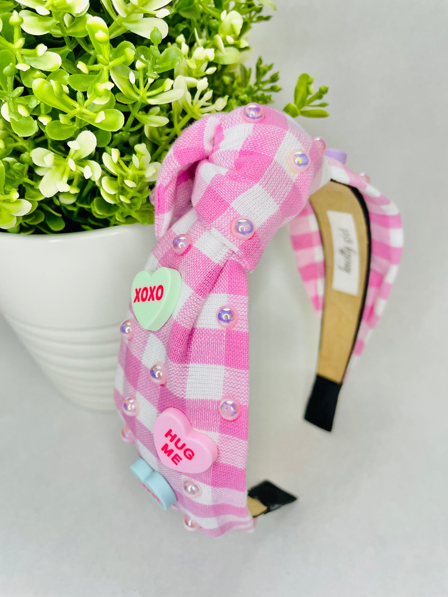 Pink Gingham Convo Hearts